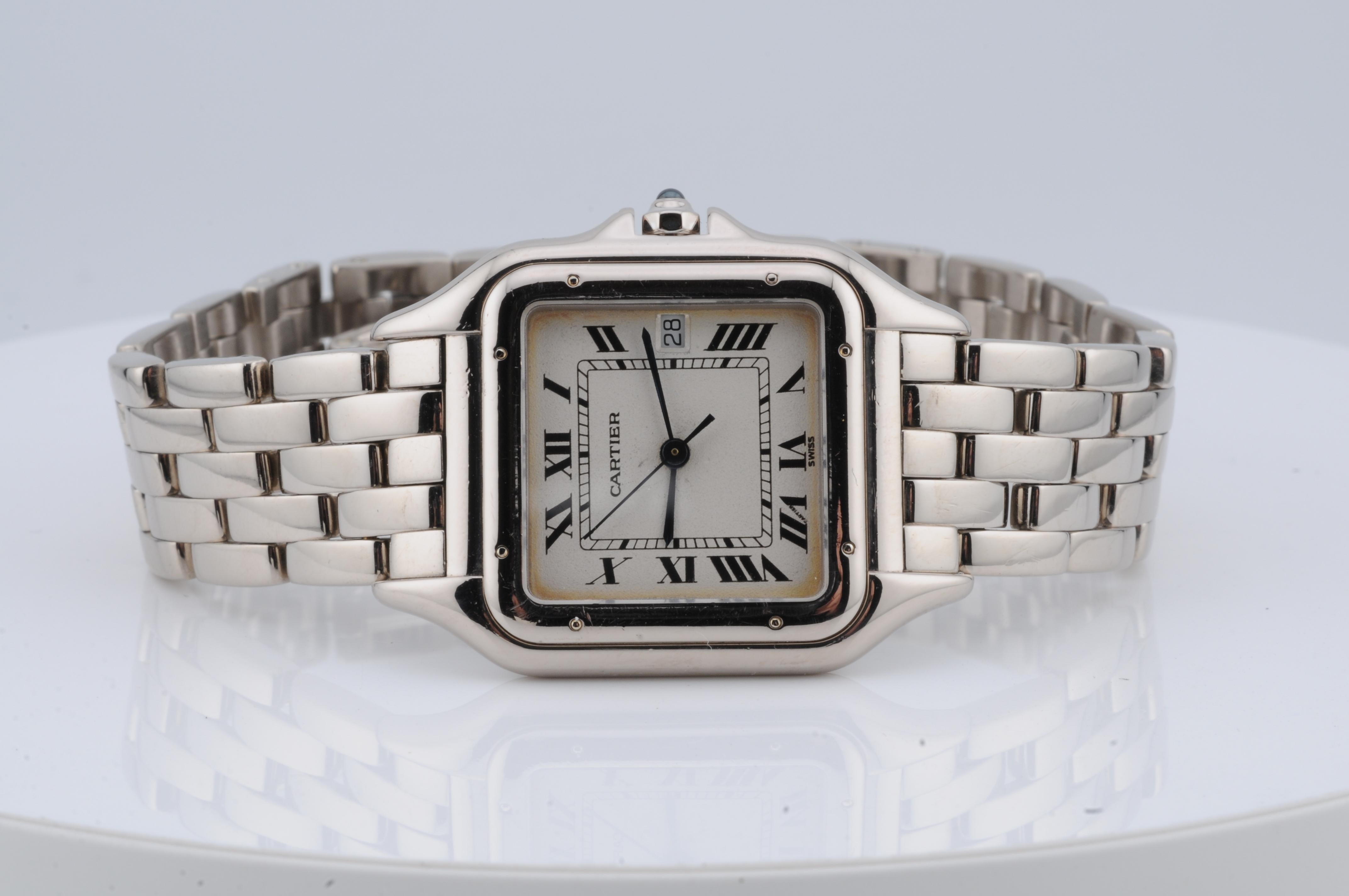 Cartier Panthère 18k White Gold 27mm Quartz 1991 Box Only, Full Links im Angebot 2