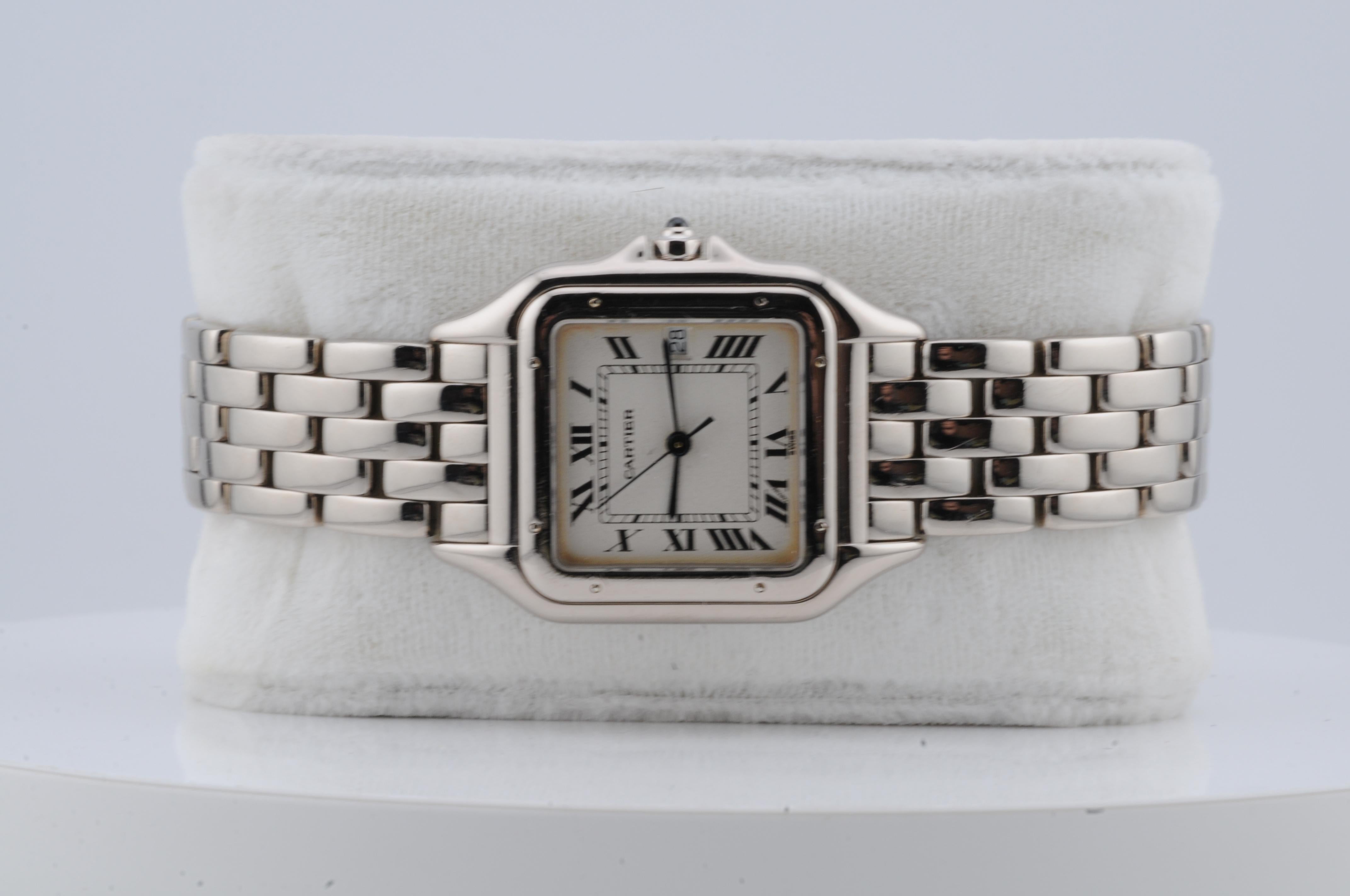 Cartier Panthère 18k White Gold 27mm Quartz 1991 Box Only, Full Links im Angebot 4