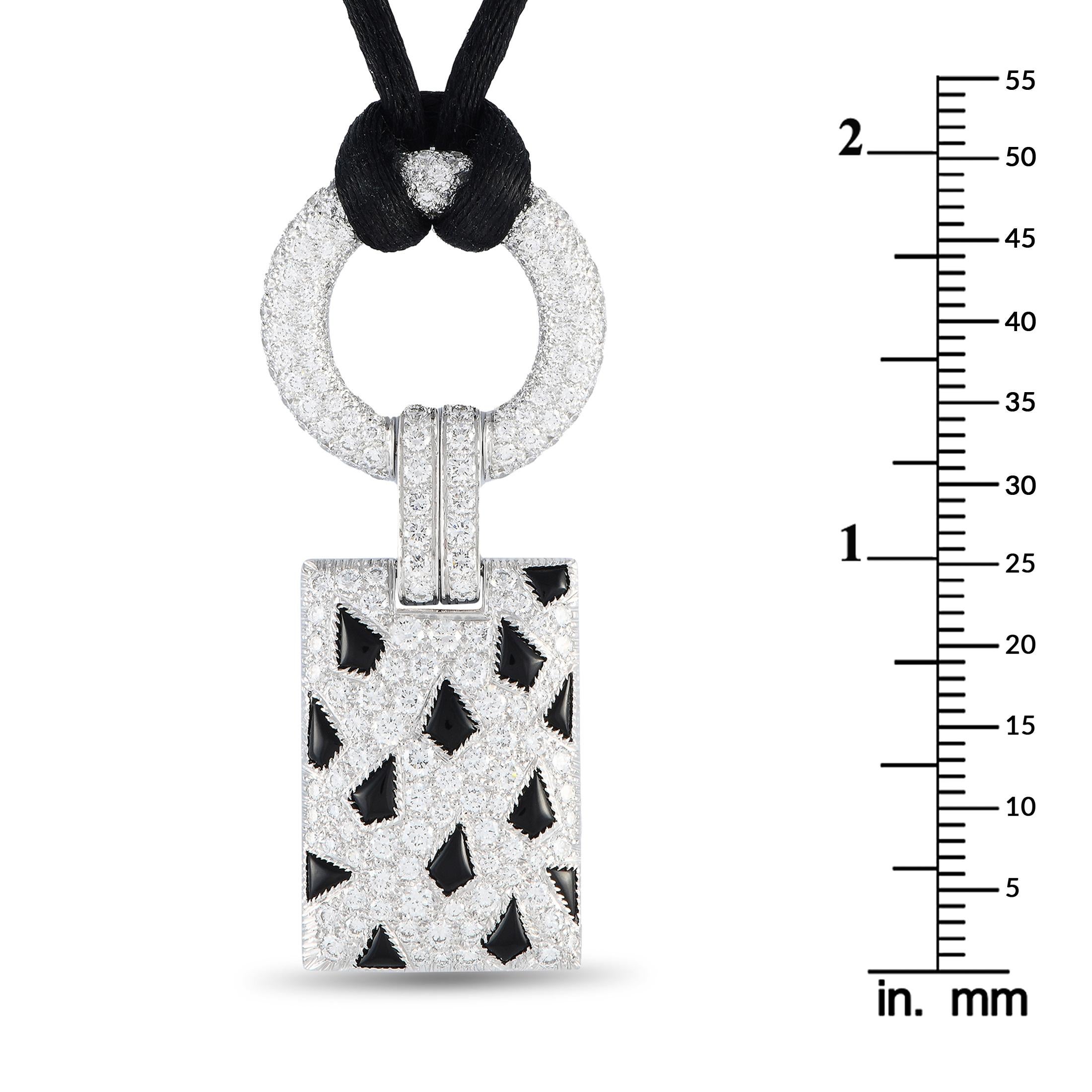 Women's Cartier Panthere 18K White Gold 2.85ct Diamond and Onyx Pendant Necklace  For Sale