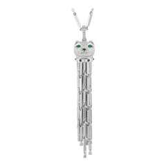 Cartier Panthere 18k White Gold 3.22ct Diamond Pendant Necklace