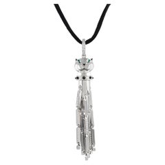 Cartier Panthère 18K White Gold Diamond and Onyx Cord Necklace