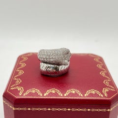 Cartier Panthere Ring aus 18 Karat Weißgold mit Diamanten und Smaragdaugen, Größe US 6