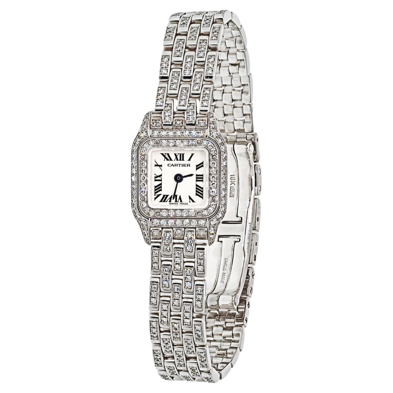 Cartier Panthere 18K White Gold Diamond Mini 2363 Watch
