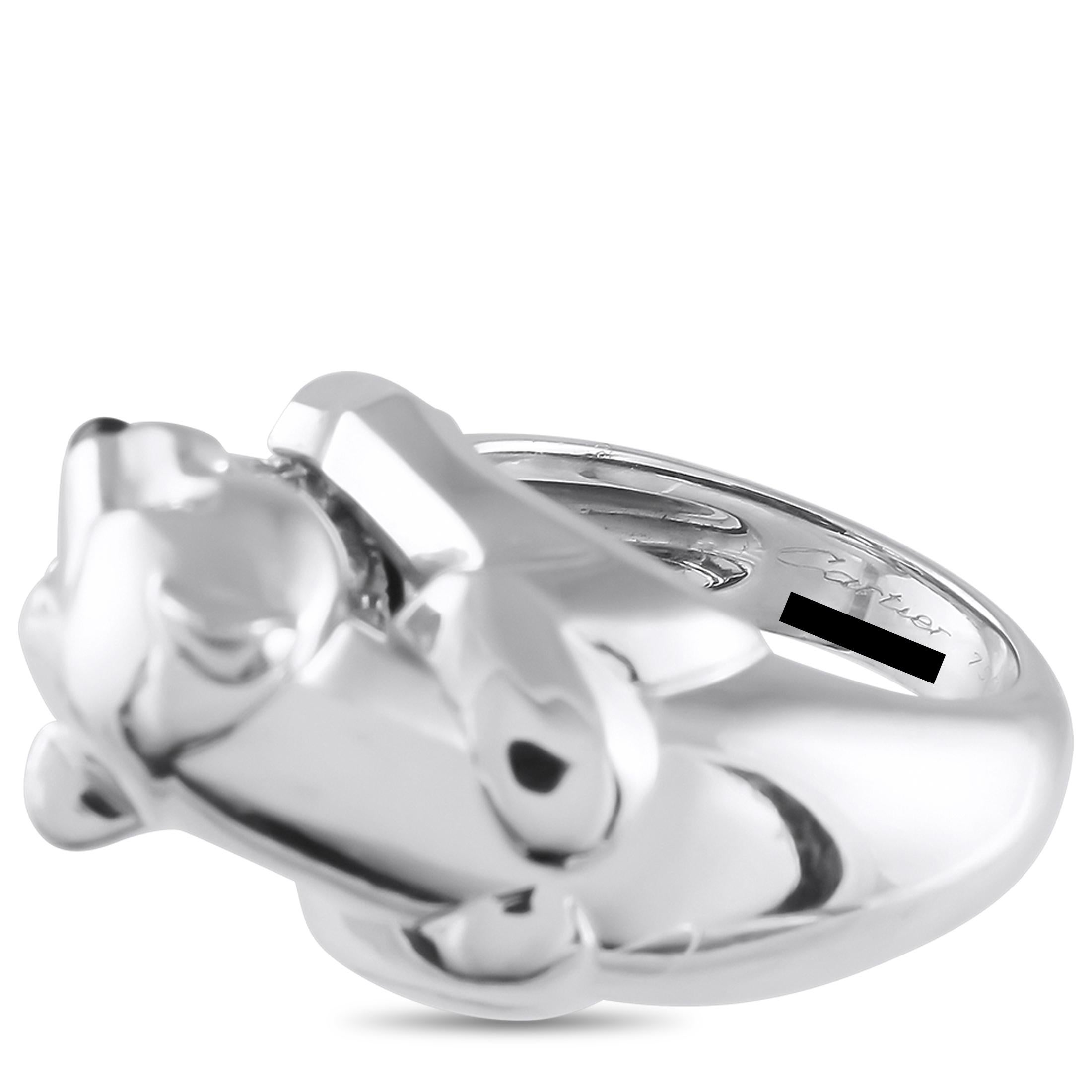 Anello con diamanti Cartier Panthere in oro bianco 18 carati In condizioni ottime in vendita a Southampton, PA