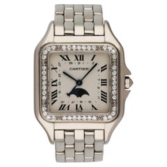 Cartier Cartier Panthere 18 Karat Weißgold Damenuhr, Mondphase Diamant Lünette