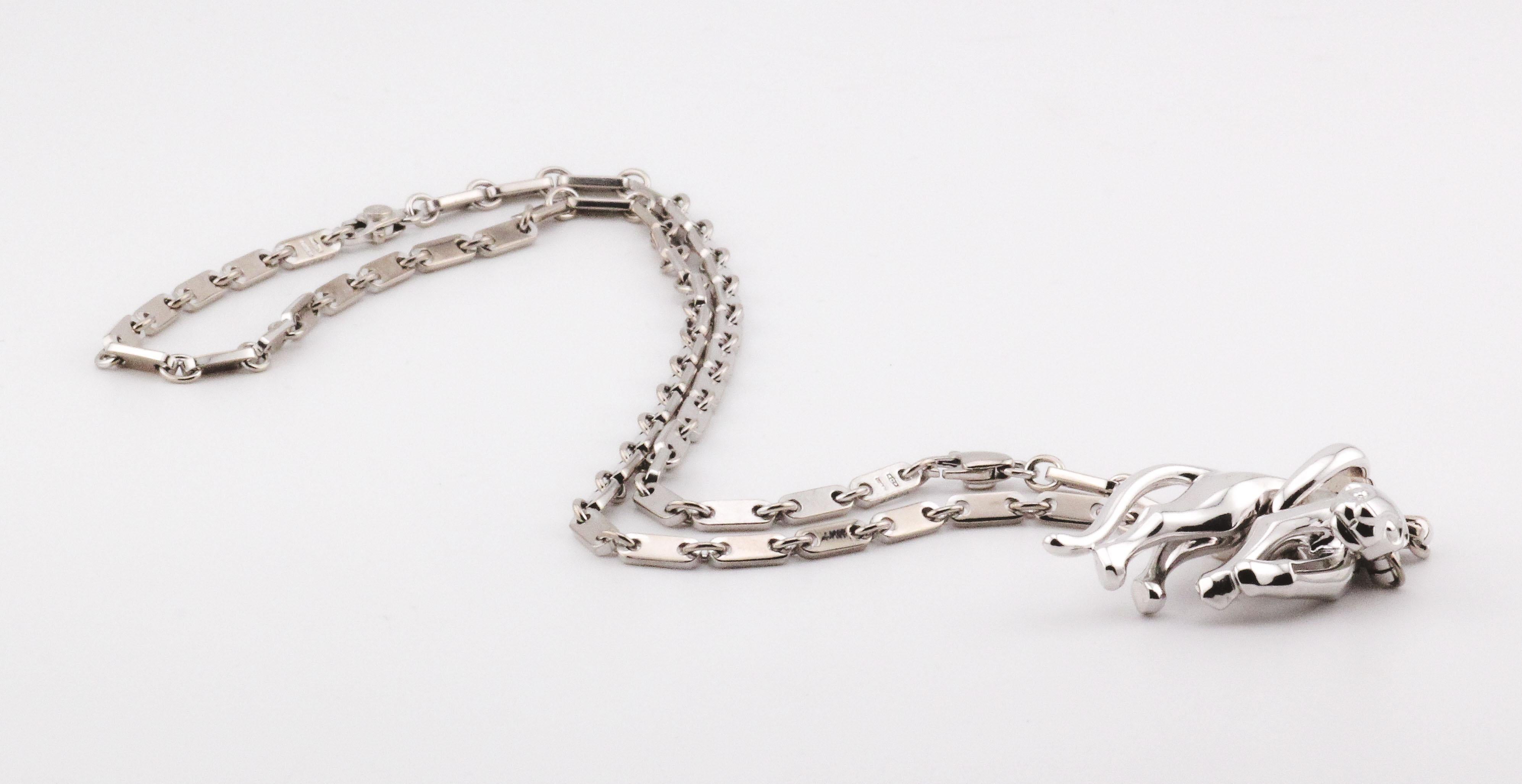 da uomo o donna Cartier Panthere Ciondolo in oro bianco 18k Collana Figaro Bracciale Combo in vendita