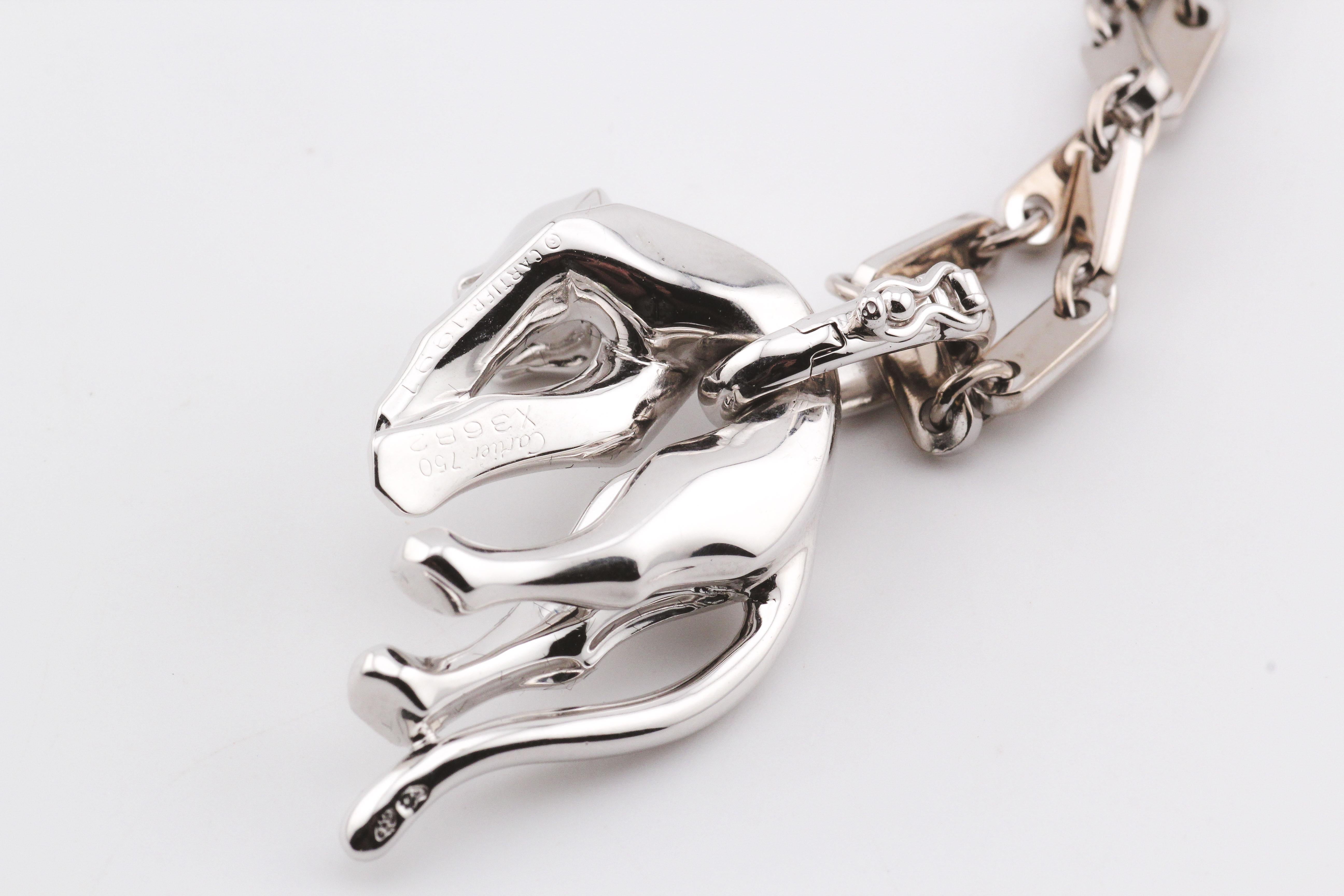 Cartier Panthere Ciondolo in oro bianco 18k Collana Figaro Bracciale Combo in vendita 1