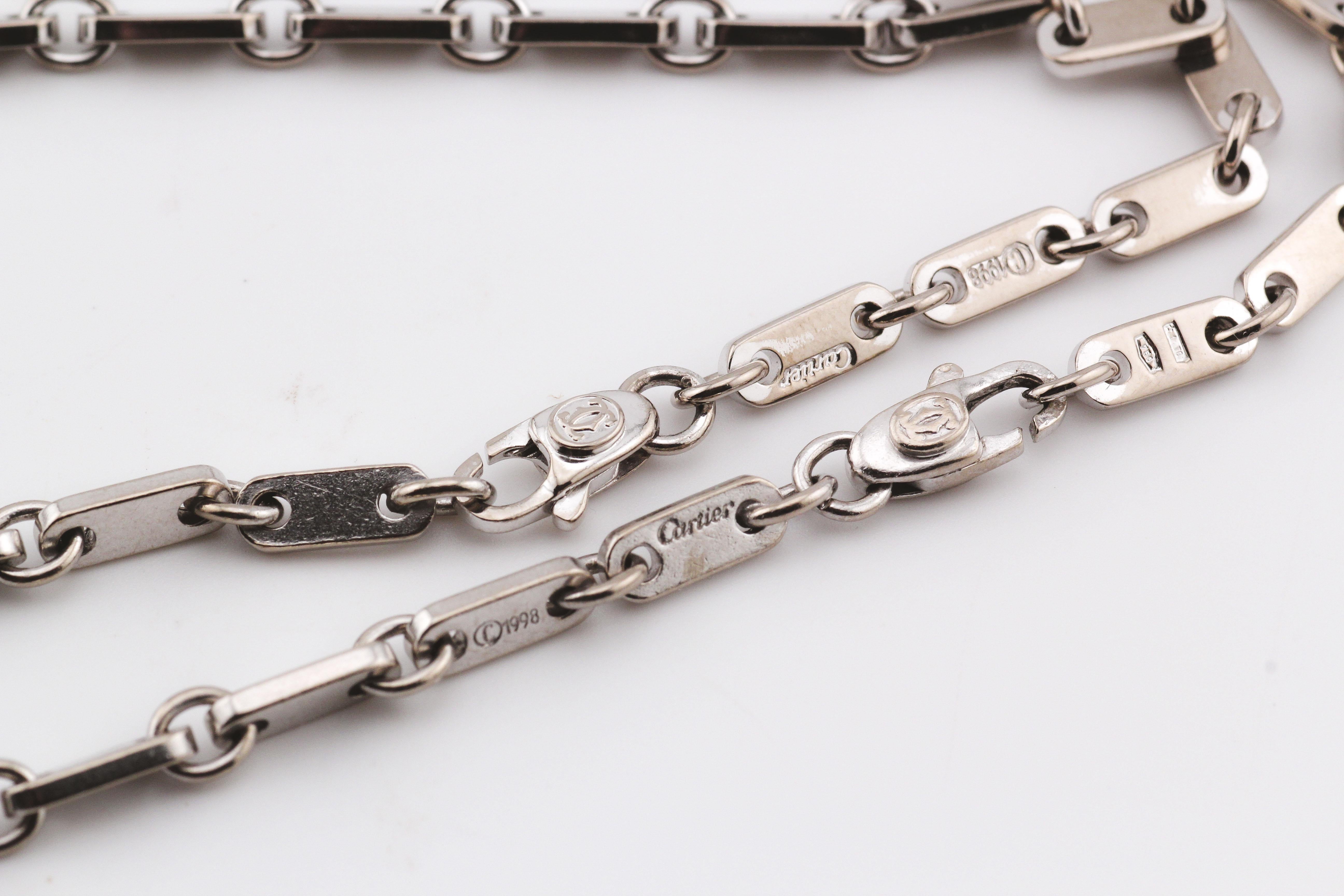 Cartier Panthere Ciondolo in oro bianco 18k Collana Figaro Bracciale Combo in vendita 2