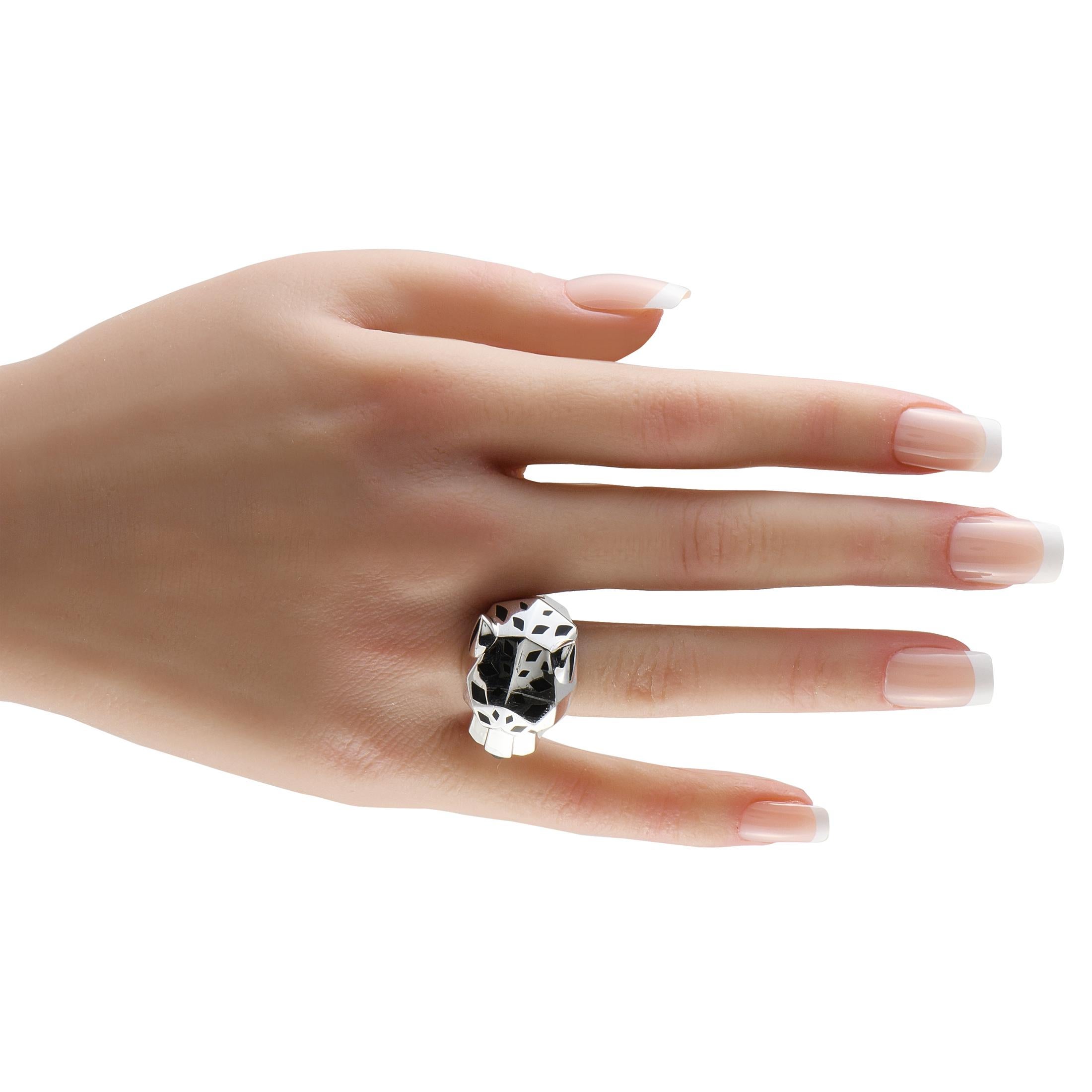 Cartier Panthere 18K White Gold Ring In Excellent Condition For Sale In Southampton, PA