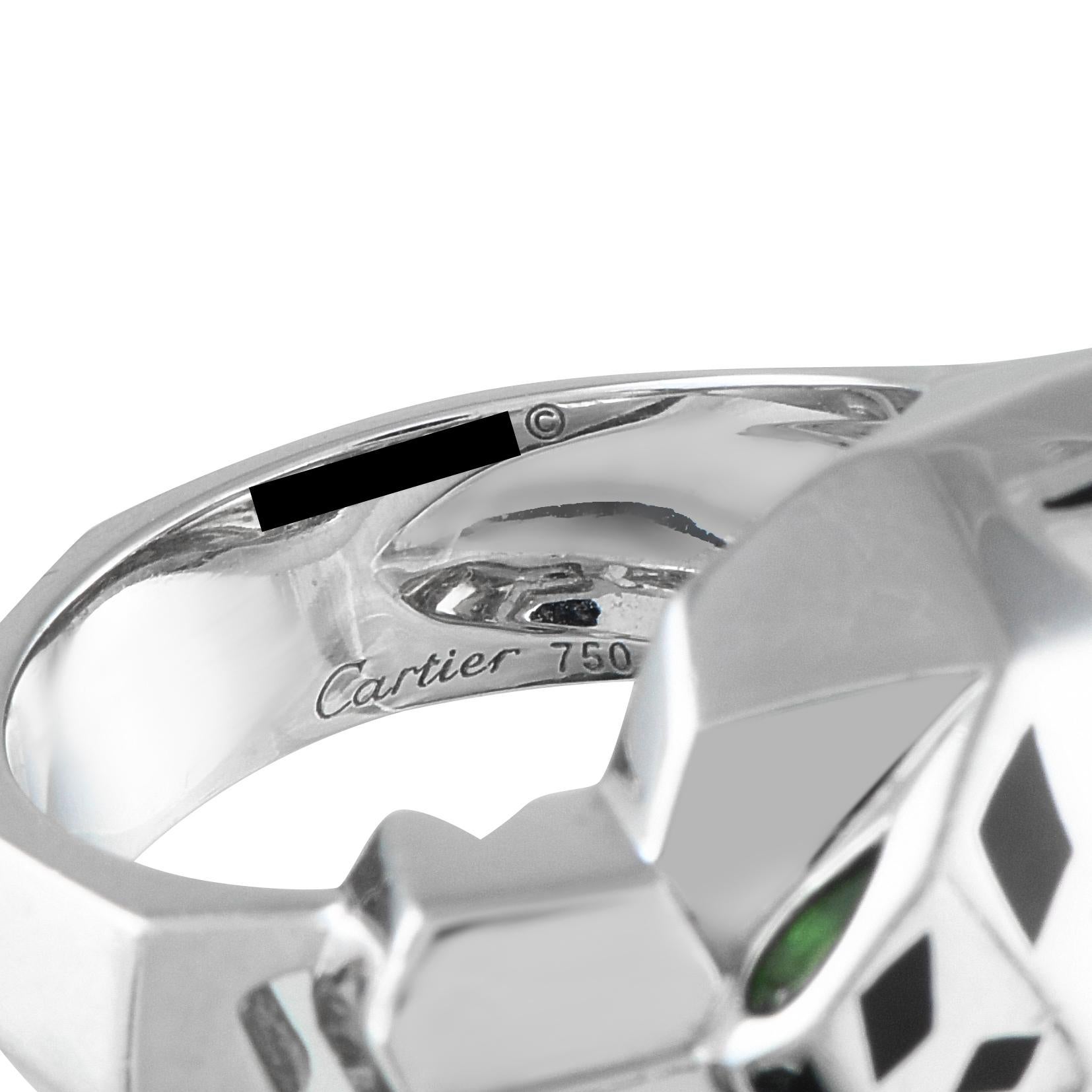 Women's Cartier Panthere 18K White Gold Ring For Sale