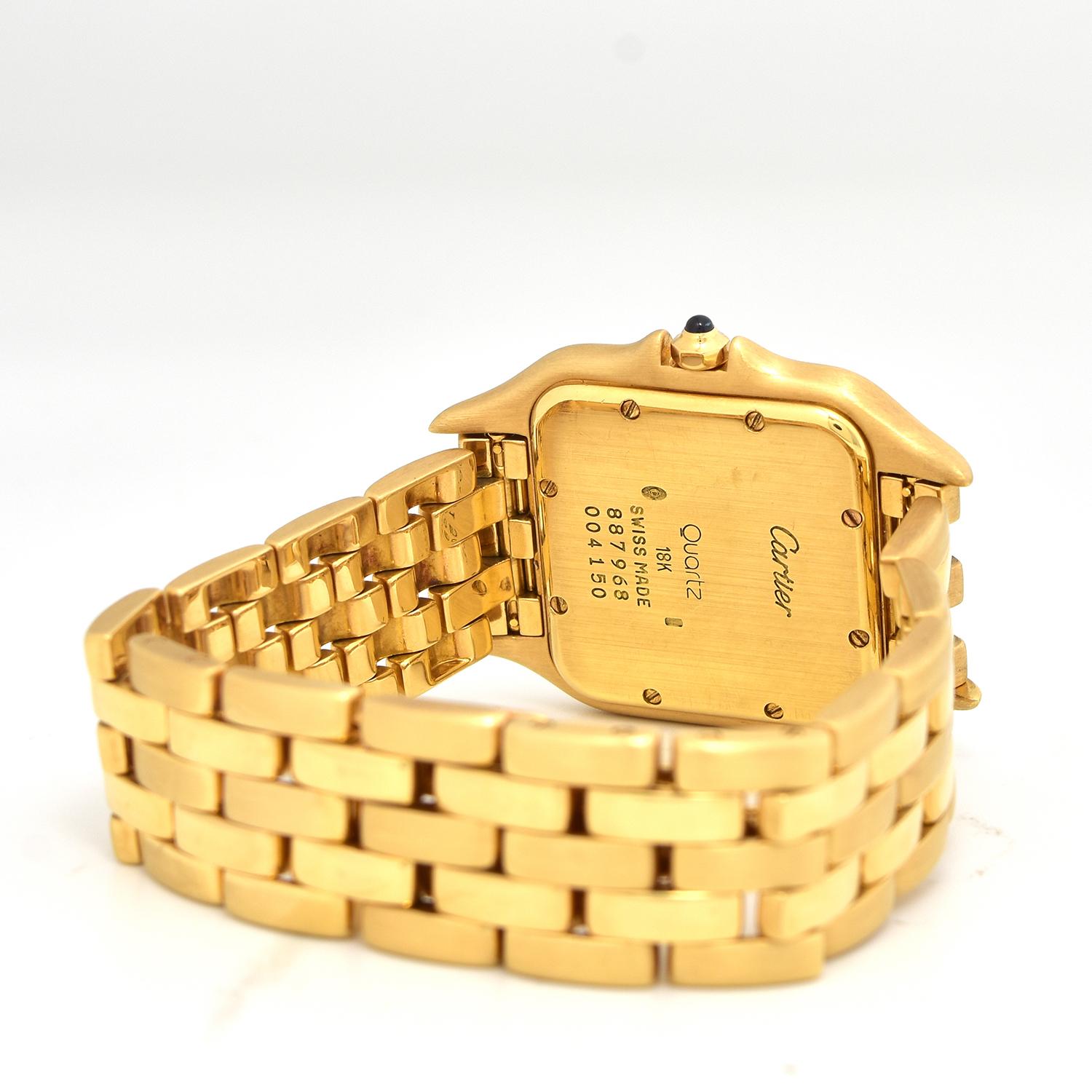 Cartier Panthere 18k Yellow Gold Medium Size Diamond Bezel Watch Ref.887968 In Excellent Condition In Miami, FL