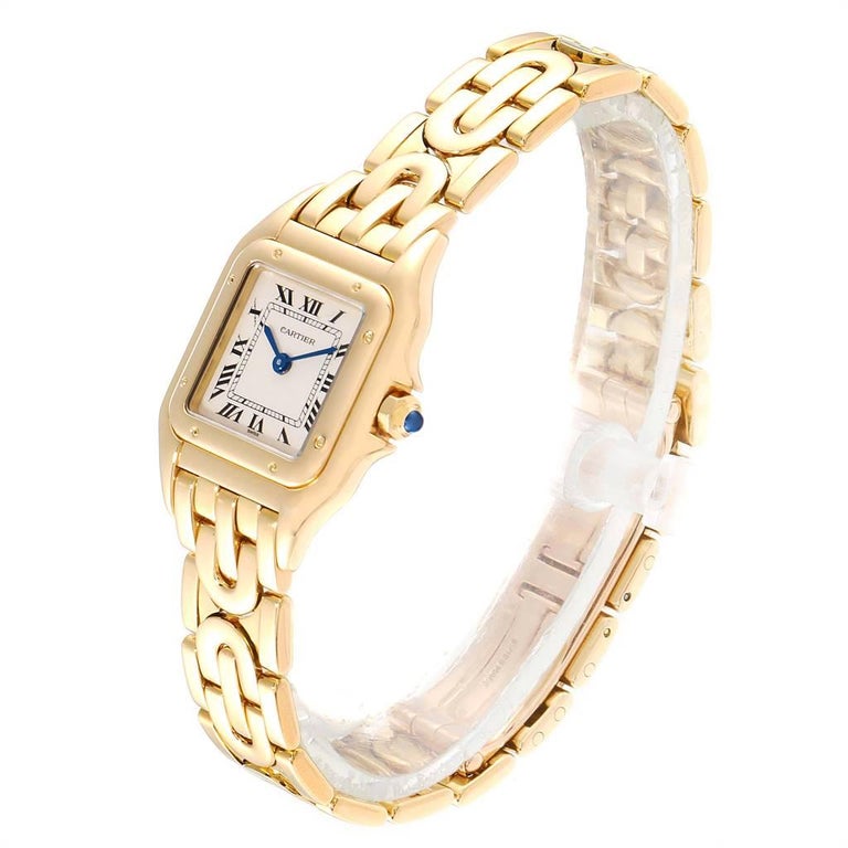 Cartier Panthere 18 Karat Yellow Gold Art Deco Bracelet Ladies Watch 107000 For Sale At 1stdibs