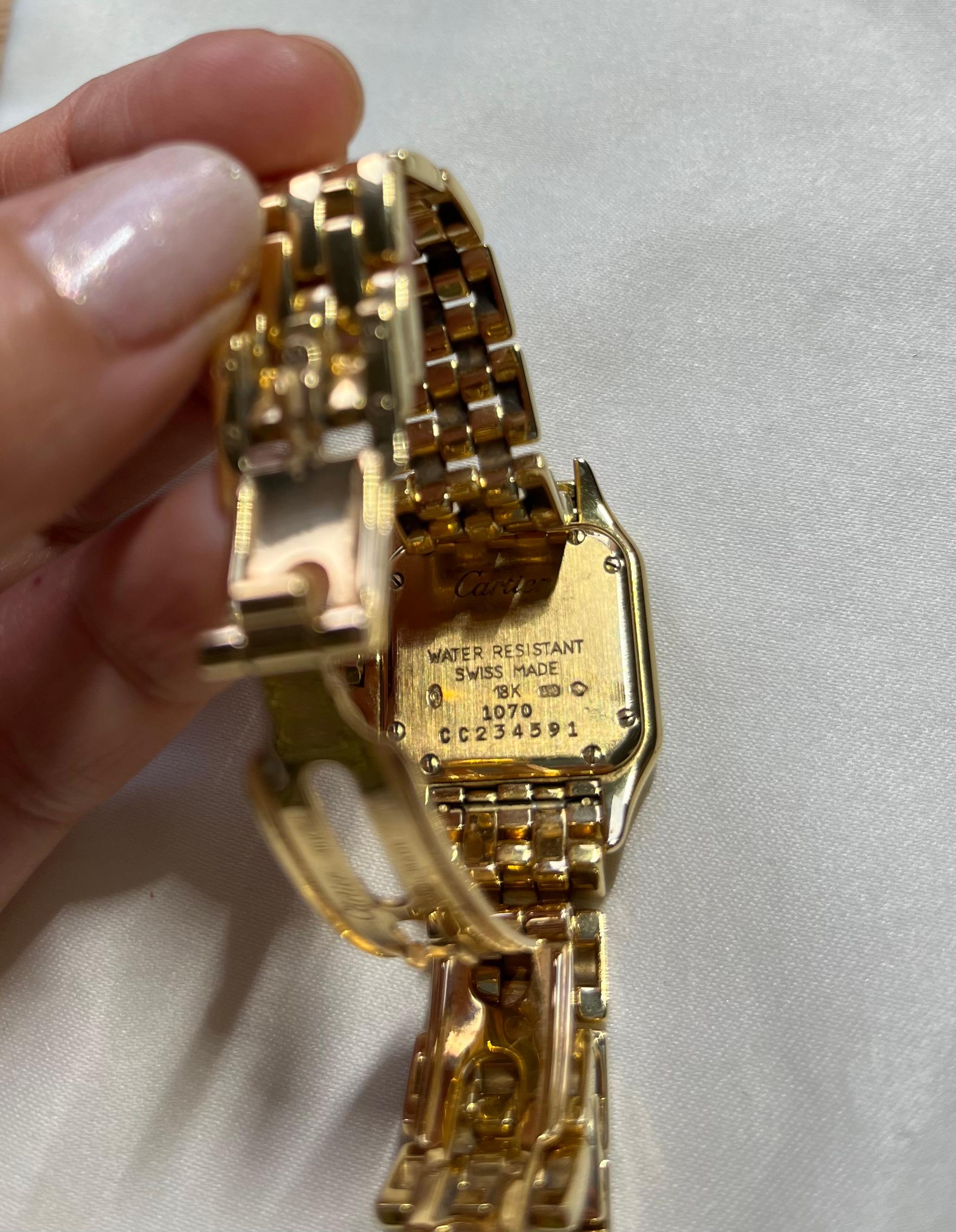 Modern Cartier Panthere 18k Yellow Gold Classic Ladies Watch For Sale