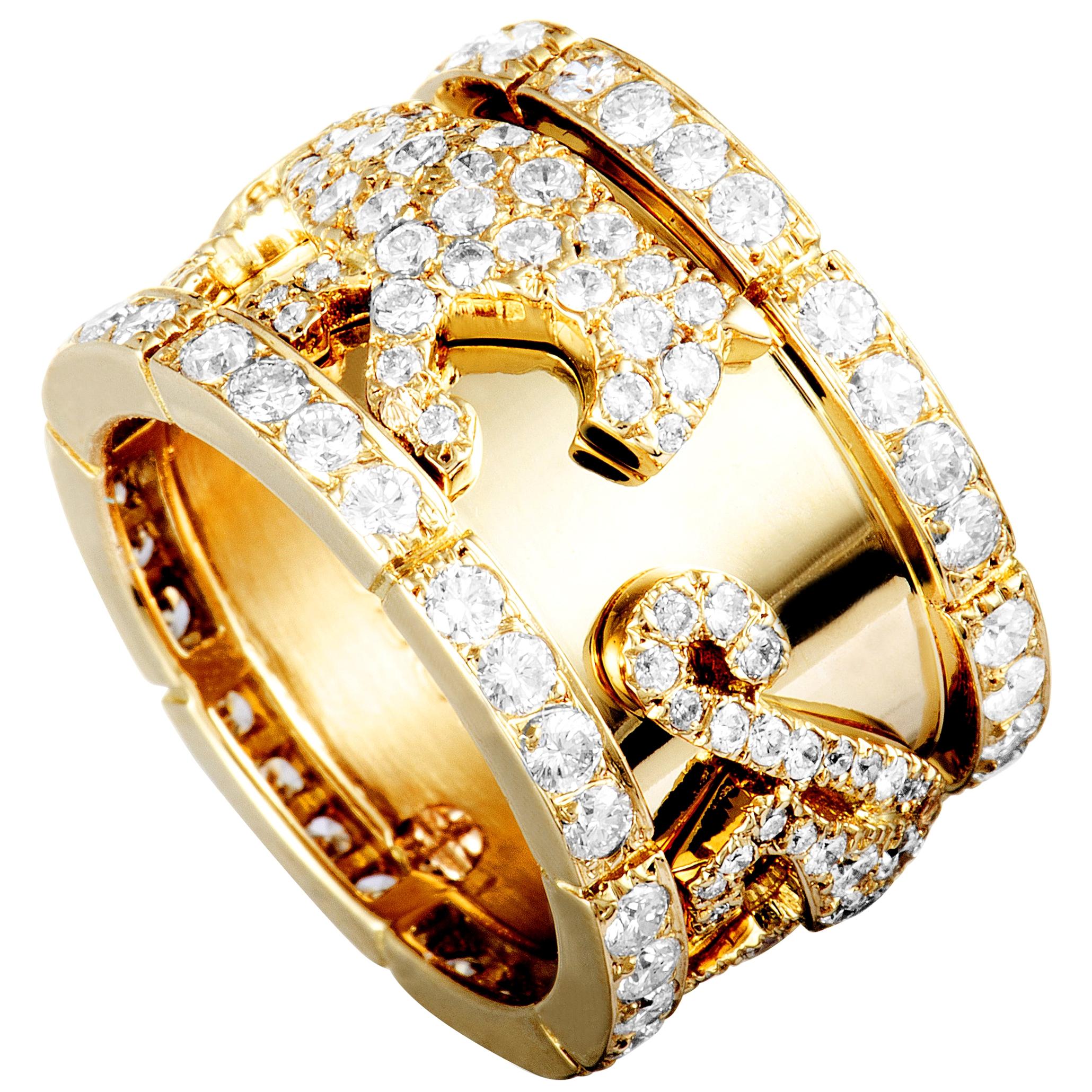 Cartier Panthère 18 Karat Yellow Gold Diamond Band Ring