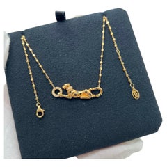 Cartier Panthere 18K Yellow Gold Diamond Small Panther Necklace