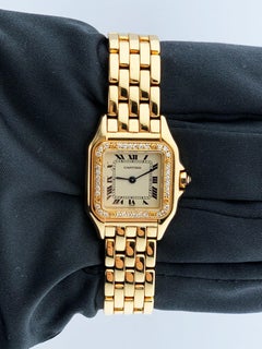 Cartier Panthere 18K Yellow Gold Diamonds Ladies Watch Box & Papers