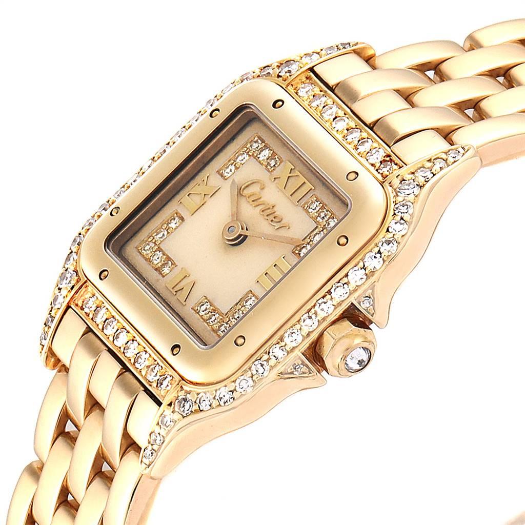 Cartier Panthere 18 Karat Yellow Gold Diamonds Ladies Watch WF3072B9 1