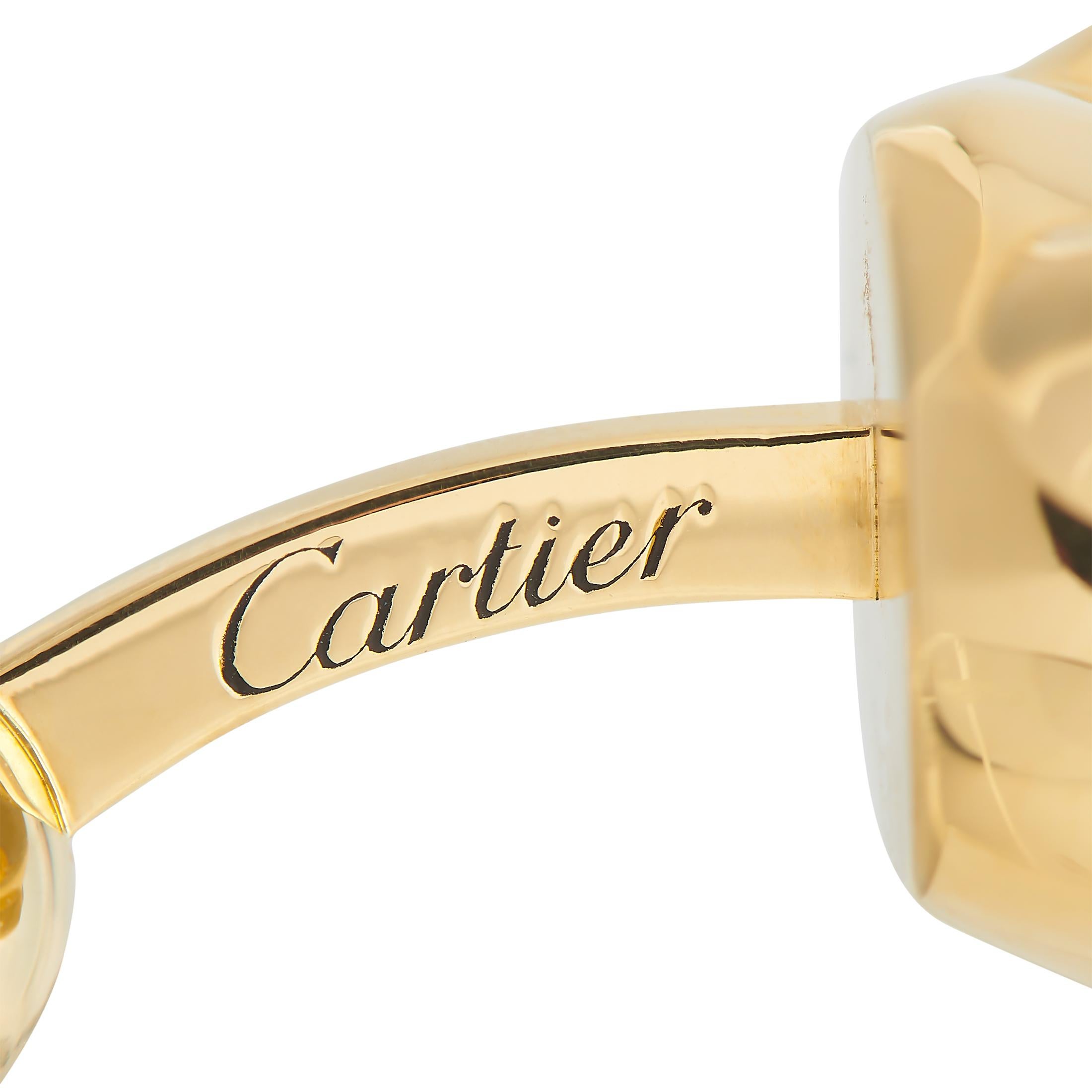 Cartier Panthere Manschettenknöpfe aus 18 Karat Gelbgold mit Smaragd und Onyx im Zustand „Hervorragend“ in Southampton, PA