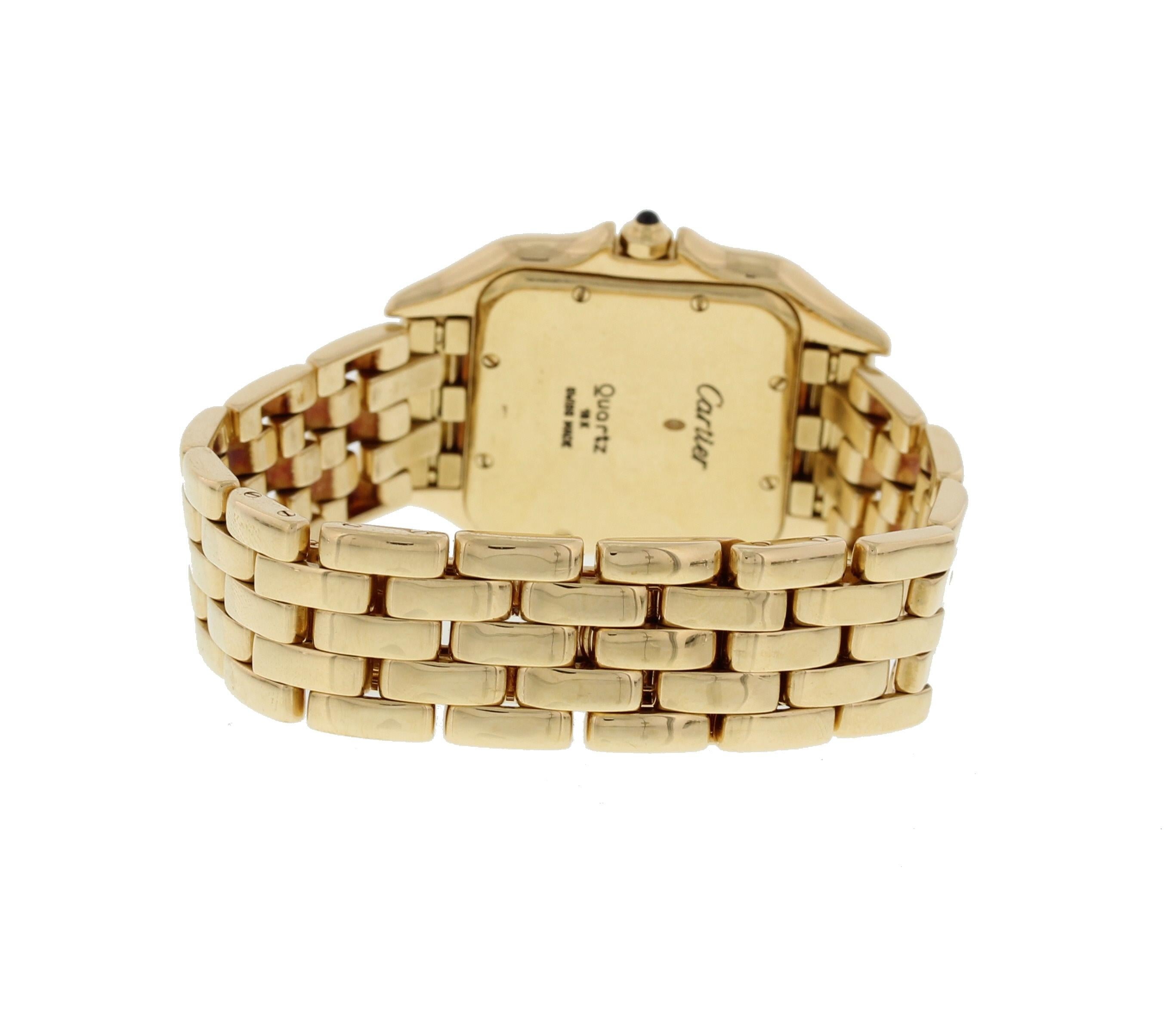 Cartier Panthere 18 Karat Yellow Gold Large 887968 Watch In Excellent Condition For Sale In New York, NY