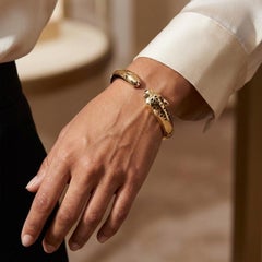 Cartier Panthere 18K Yellow Gold Onyx Garnet Lacquer Panther Cuff Bracelet
