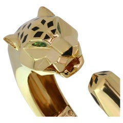 Bracciale a polsino Cartier Panthere in oro giallo 18 carati con onice, granato e finitura laccata a forma di pantera