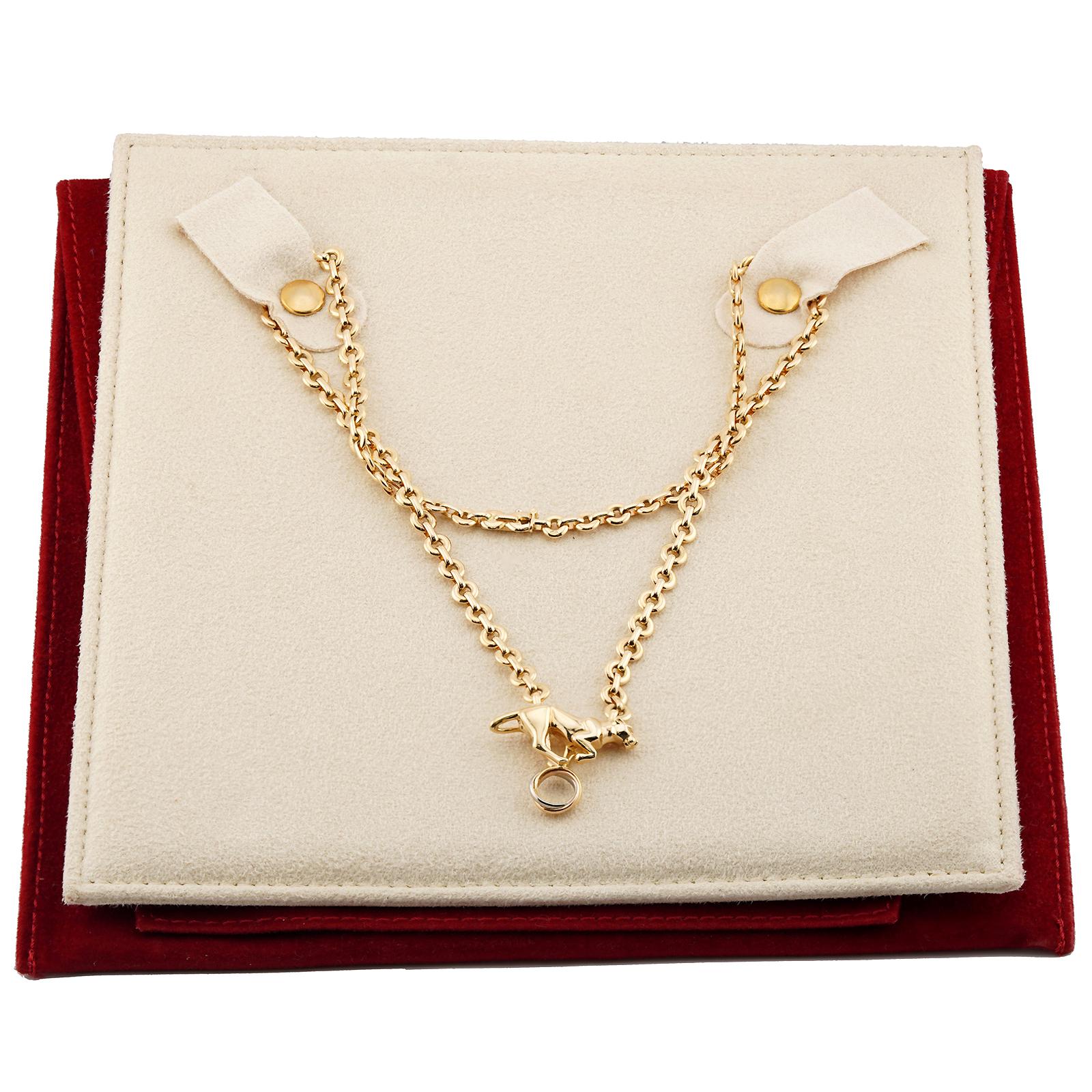 Women's or Men's CARTIER Panthere 18k Yellow Gold Panther Pendant Necklace