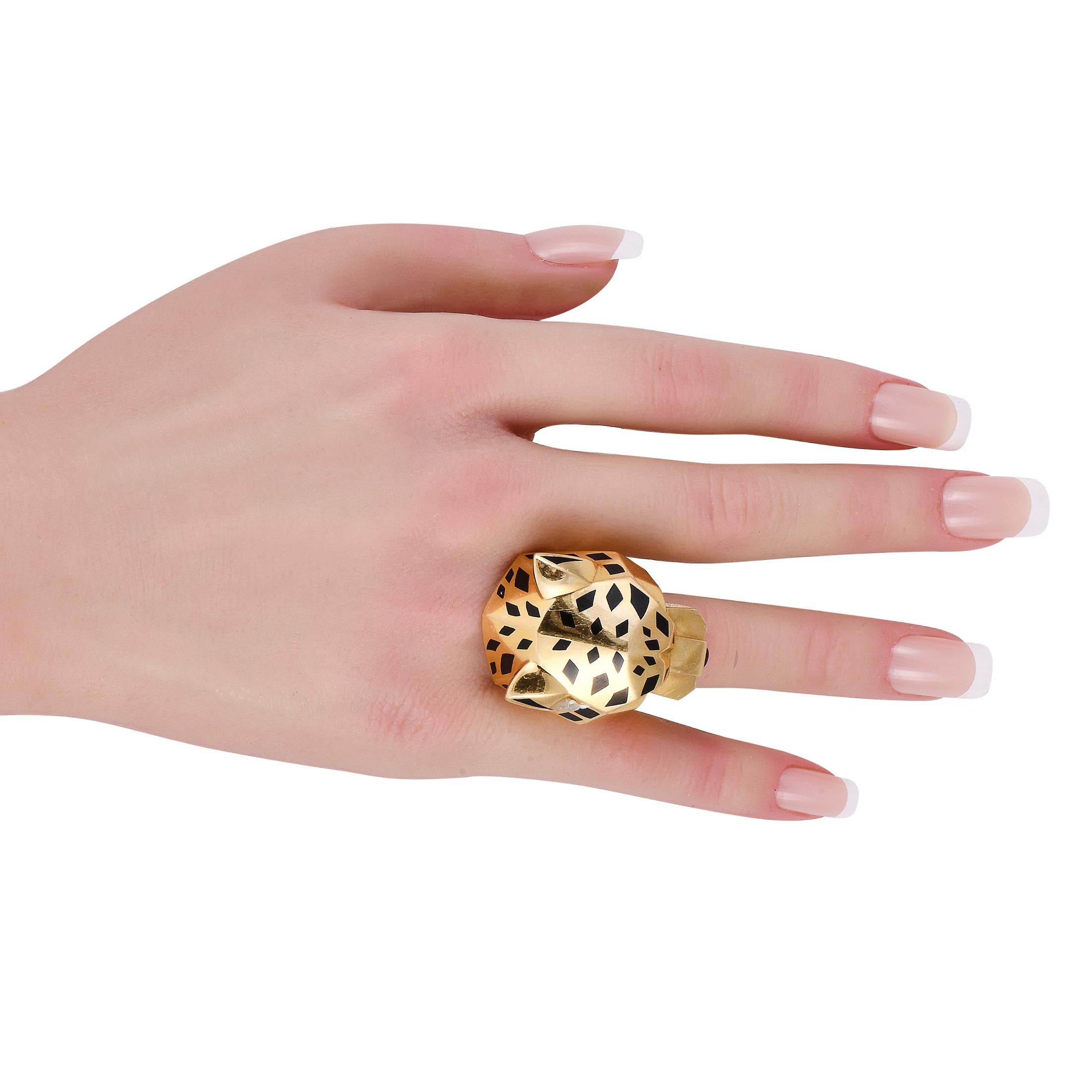 Mixed Cut Cartier Panthere 18K Yellow Gold Peridot and Lacquer Ring CA01-100124