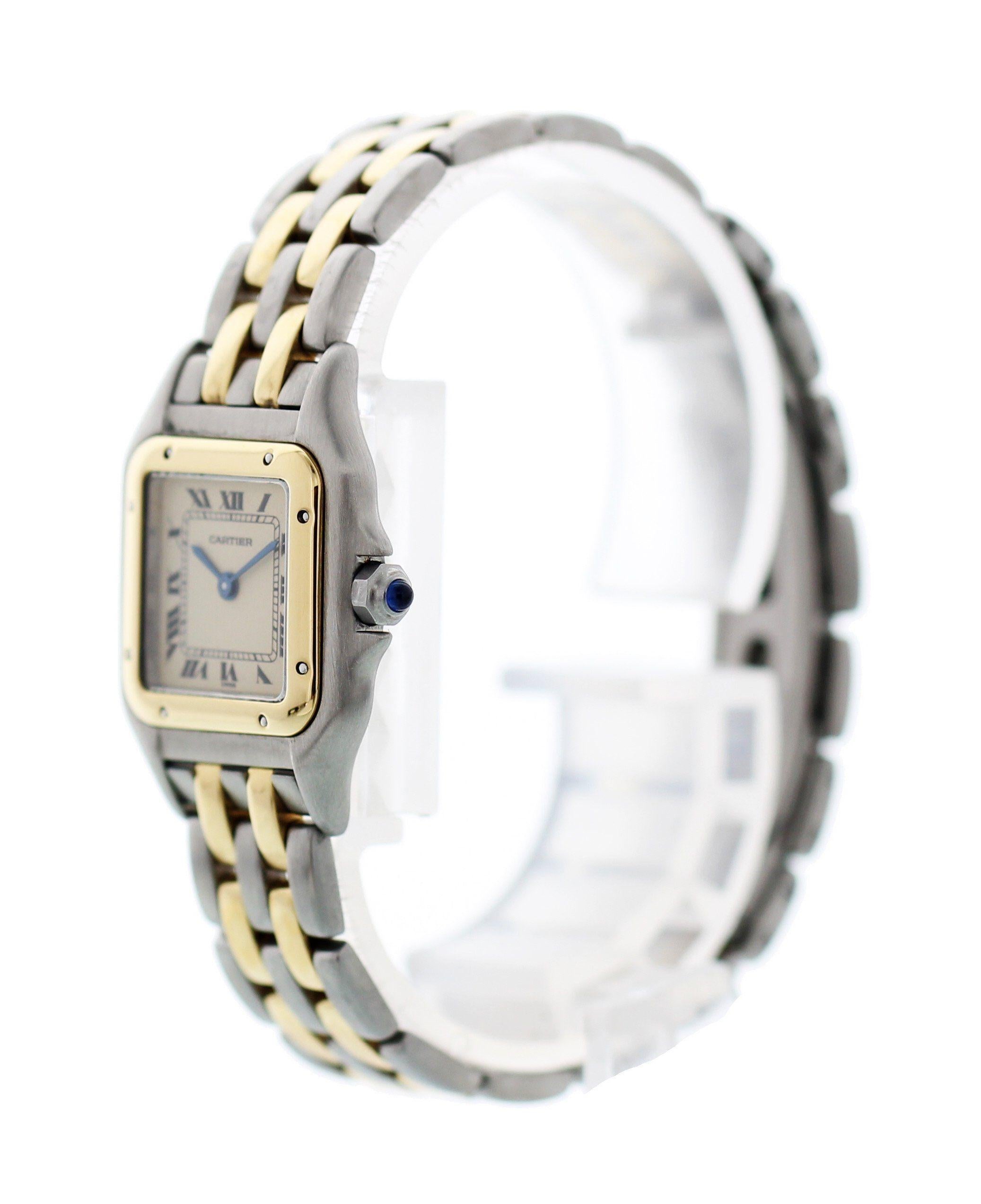 Cartier Panthere 18 Karat Yellow Gold and Steel Ladies Watch In Excellent Condition For Sale In New York, NY