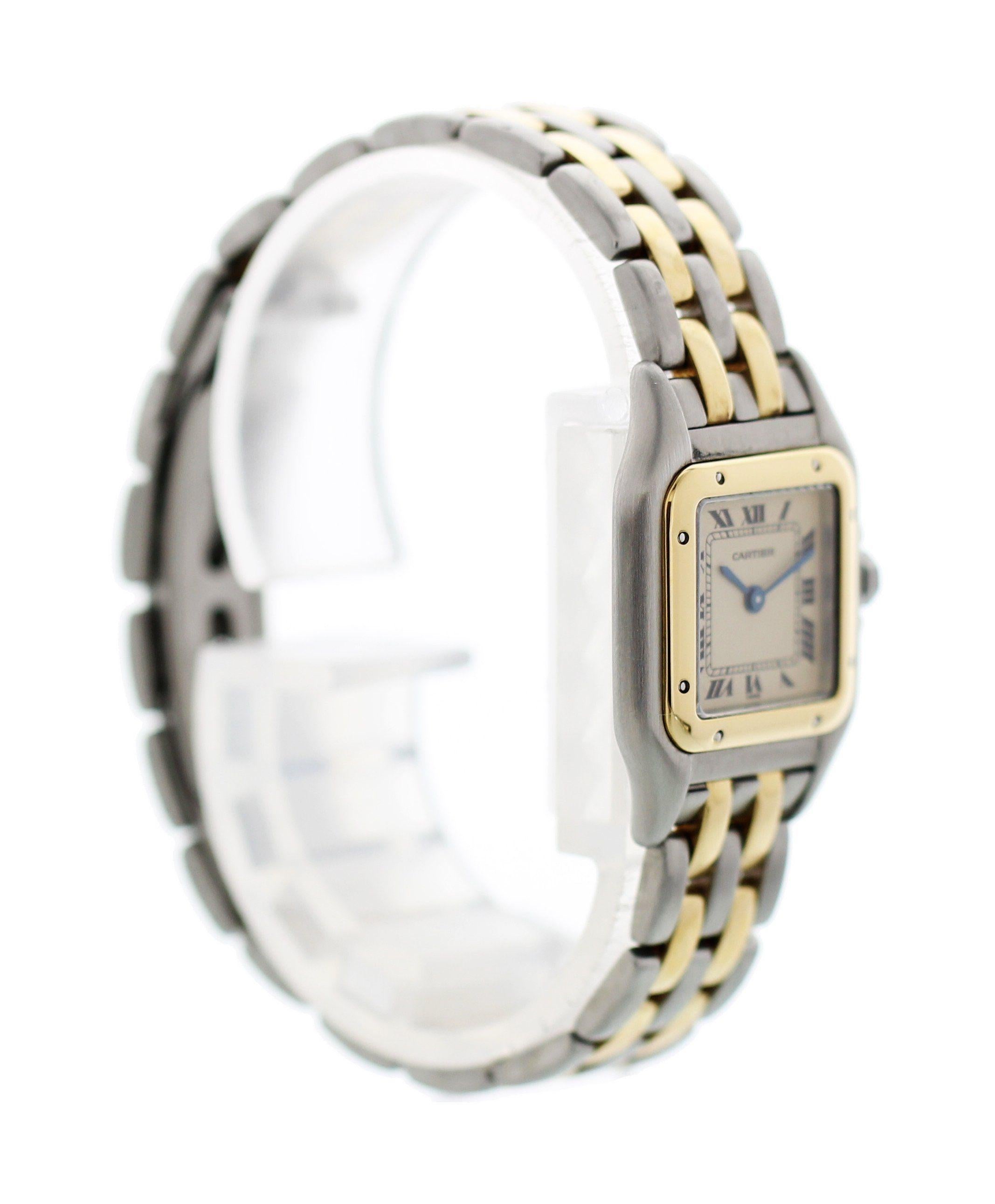 Women's Cartier Panthere 18 Karat Yellow Gold and Steel Ladies Watch For Sale