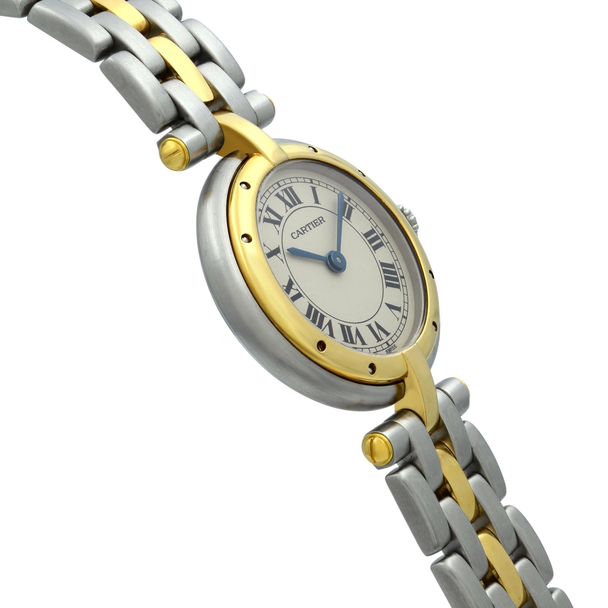Cartier Panthere 18K Yellow Gold Steel Silver Dial Quartz Ladies Watch 1057920 In Excellent Condition In New York, NY