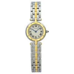 Cartier Panthere 18K Gelbgold Stahl Silber Zifferblatt Quarz Damenuhr 1057920
