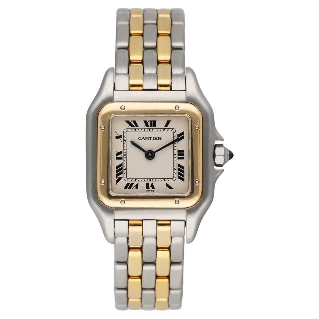 Cartier Panthere 18K Yellow Gold & Steel Two Rows Ladies Watch