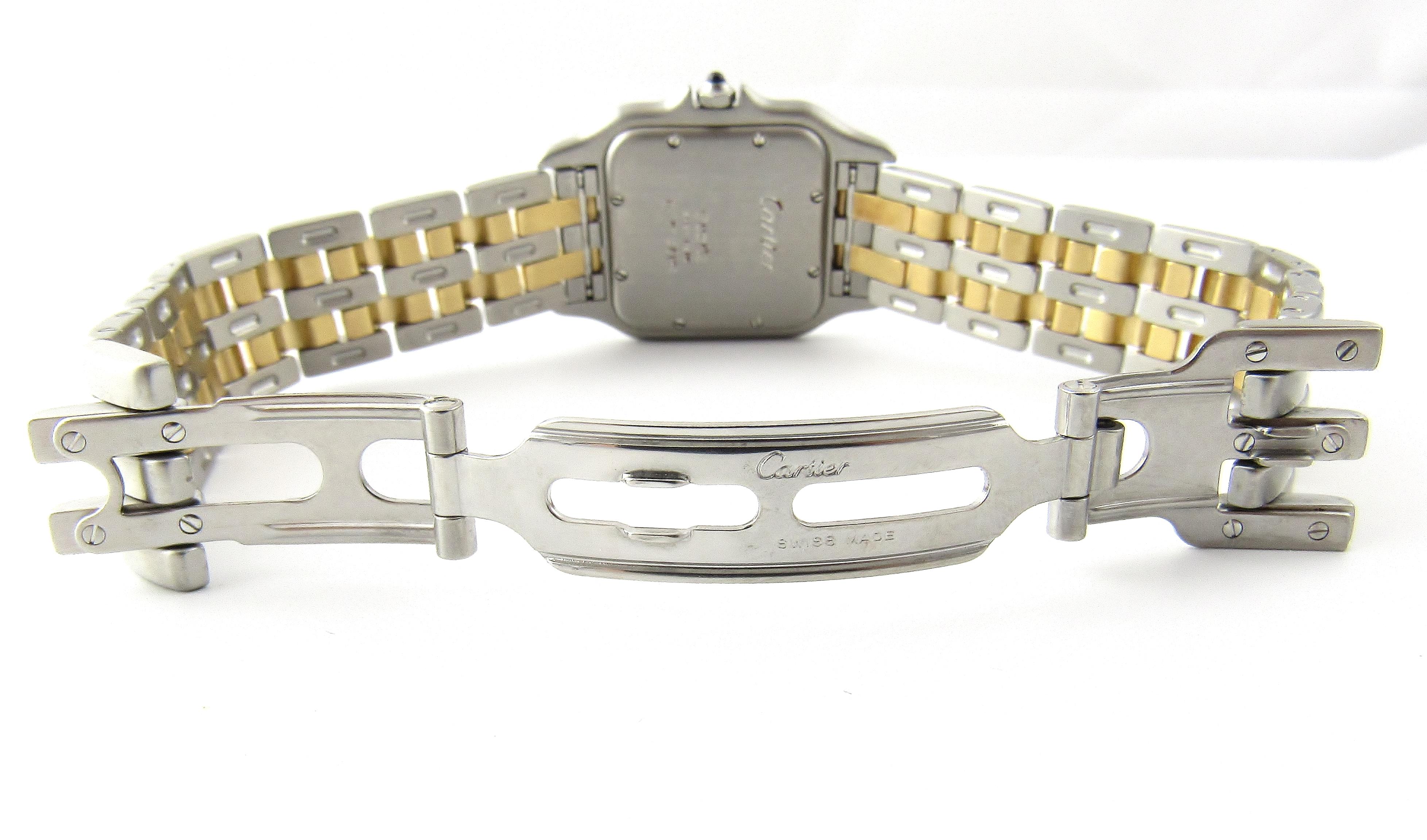 Cartier Panthere 18 Karat Yellow Gold Steel Watch Date 2 Gold Rows Unisex 4