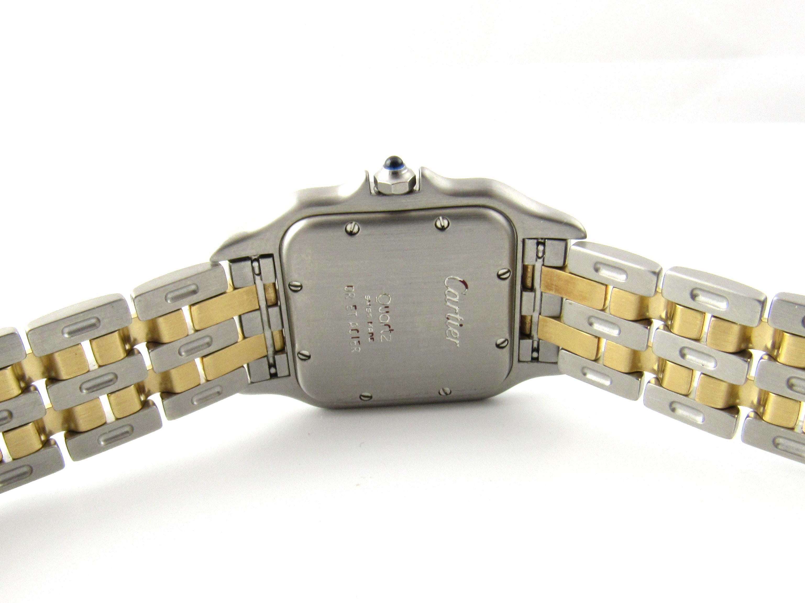 Cartier Panthere 18 Karat Yellow Gold Steel Watch Date 2 Gold Rows Unisex 5
