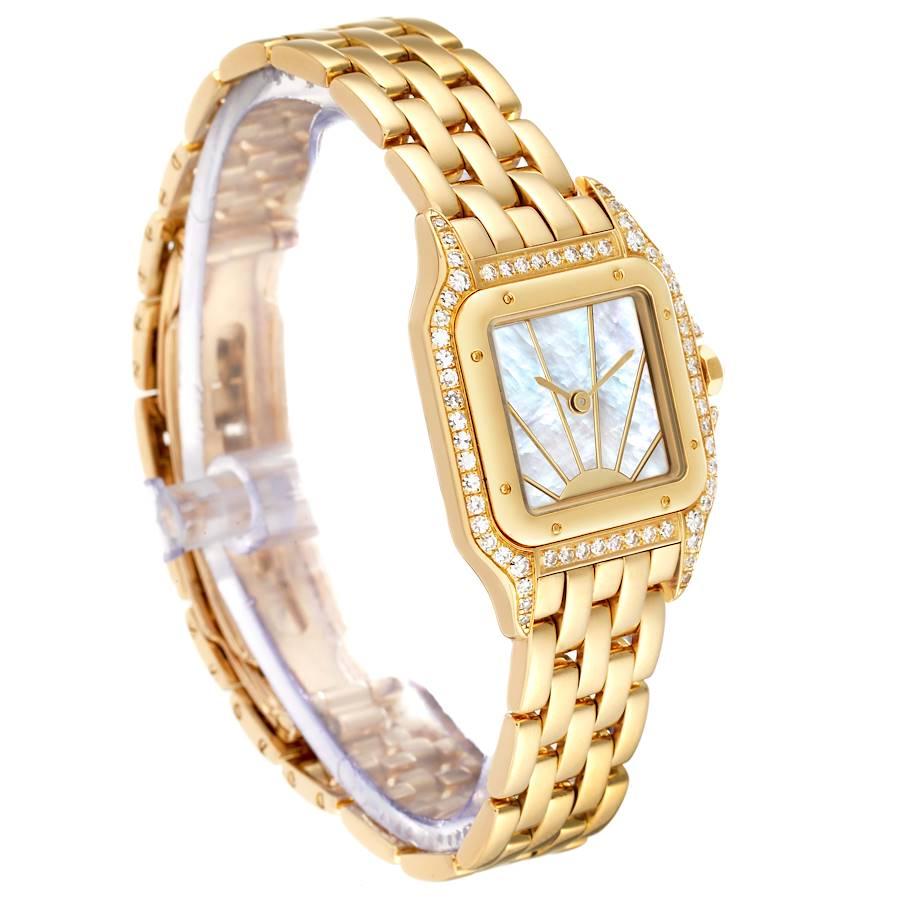 Cartier Panthere 18k Yellow Gold Sunrise Dial Diamond Ladies Watch 86691 In Excellent Condition In Atlanta, GA