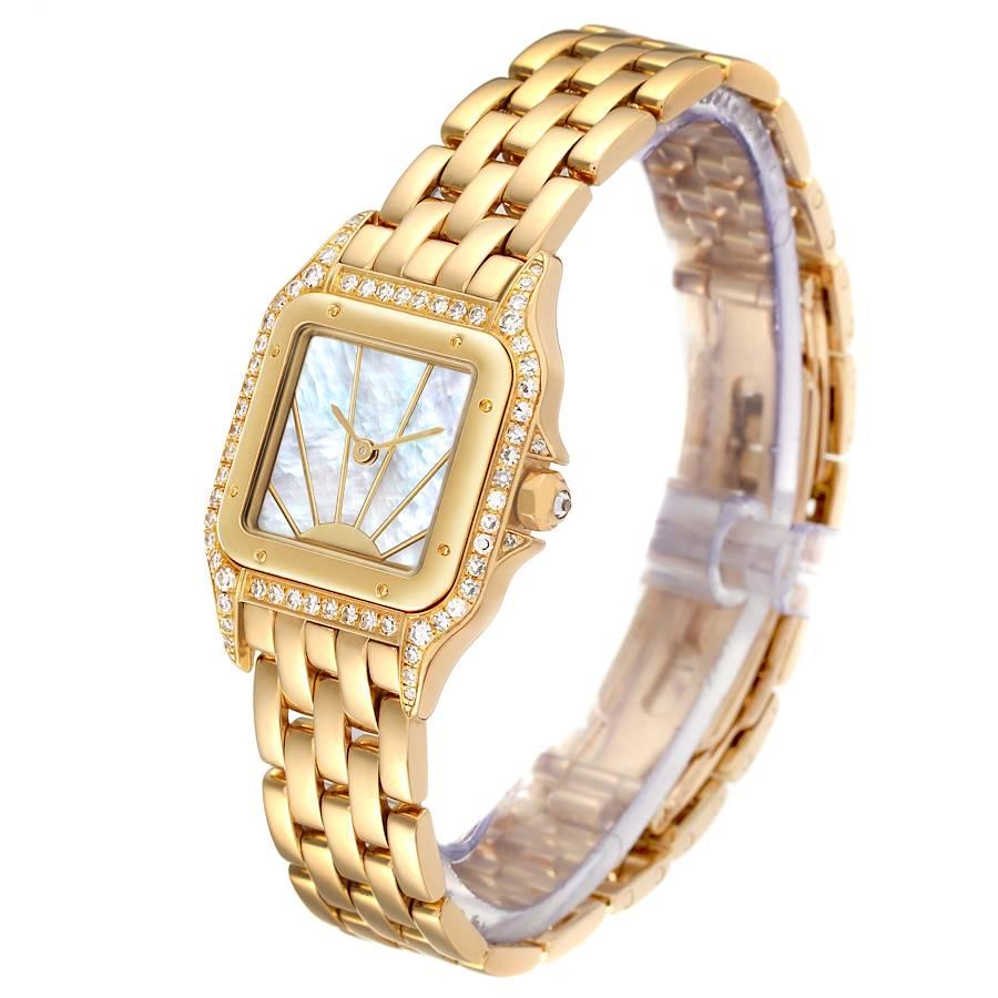 Women's Cartier Panthere 18k Yellow Gold Sunrise Dial Diamond Ladies Watch 86691