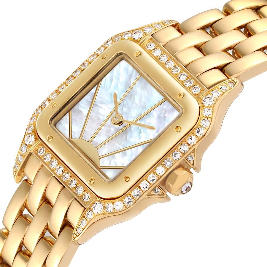 Cartier Panthere 18k Yellow Gold Sunrise Dial Diamond Ladies Watch 86691 1