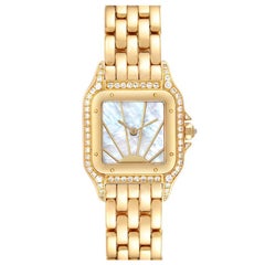 Cartier Panthere: 18 Karat Gelbgold Damenuhr mit Sonnenaufgang-Zifferblatt und Diamant 86691