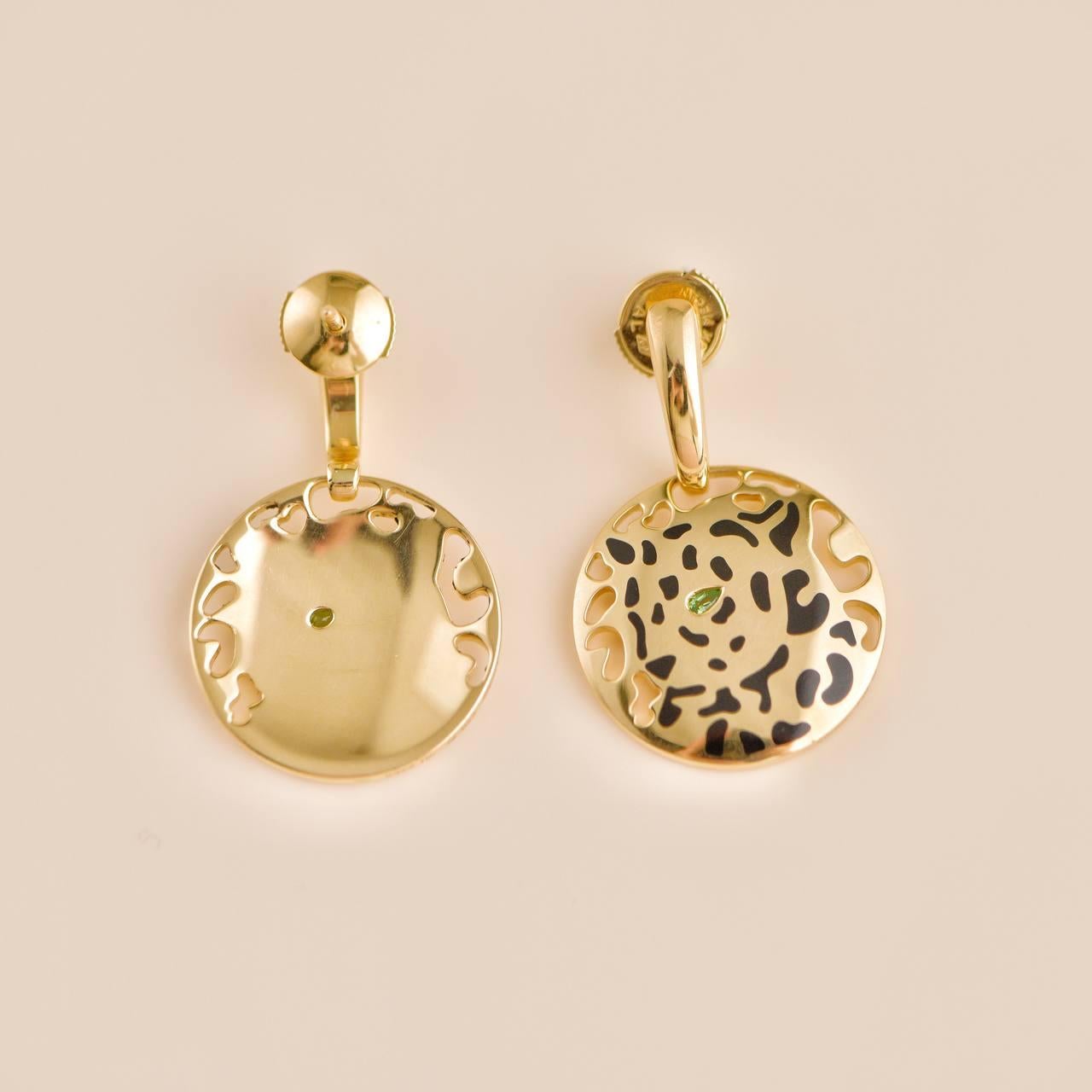 Cartier Panthère 18K Yellow Gold Tsavorite and Black Enamel Dangle Earrings 1