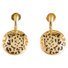 Cartier Panthère 18K Yellow Gold Tsavorite and Black Enamel Dangle Earrings