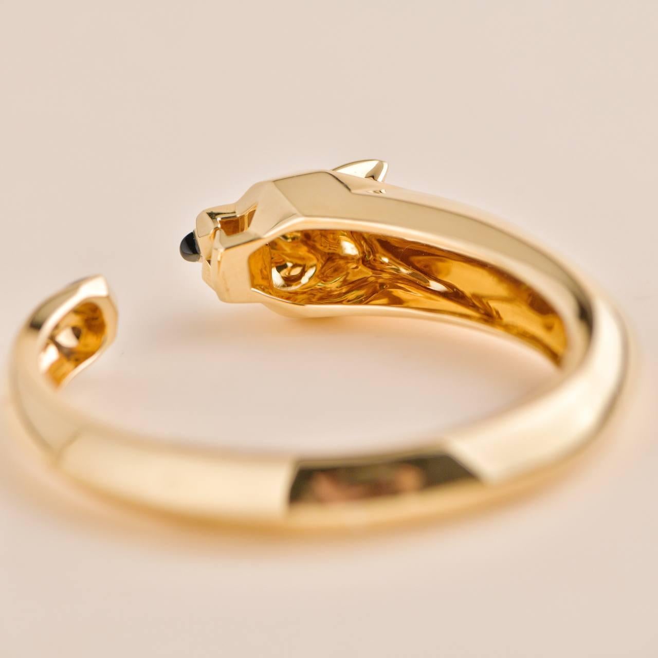 Cartier Panthère 18k Yellow Gold Tsavorite And Onyx Bracelet Size 16 2