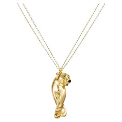 Cartier Panthère 18k Yellow Gold Tsavorite and Onyx Pendant Necklace