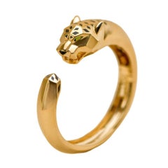 Bracelet Cartier Panthère en or jaune 18k Tsavorite Onyx Taille 17