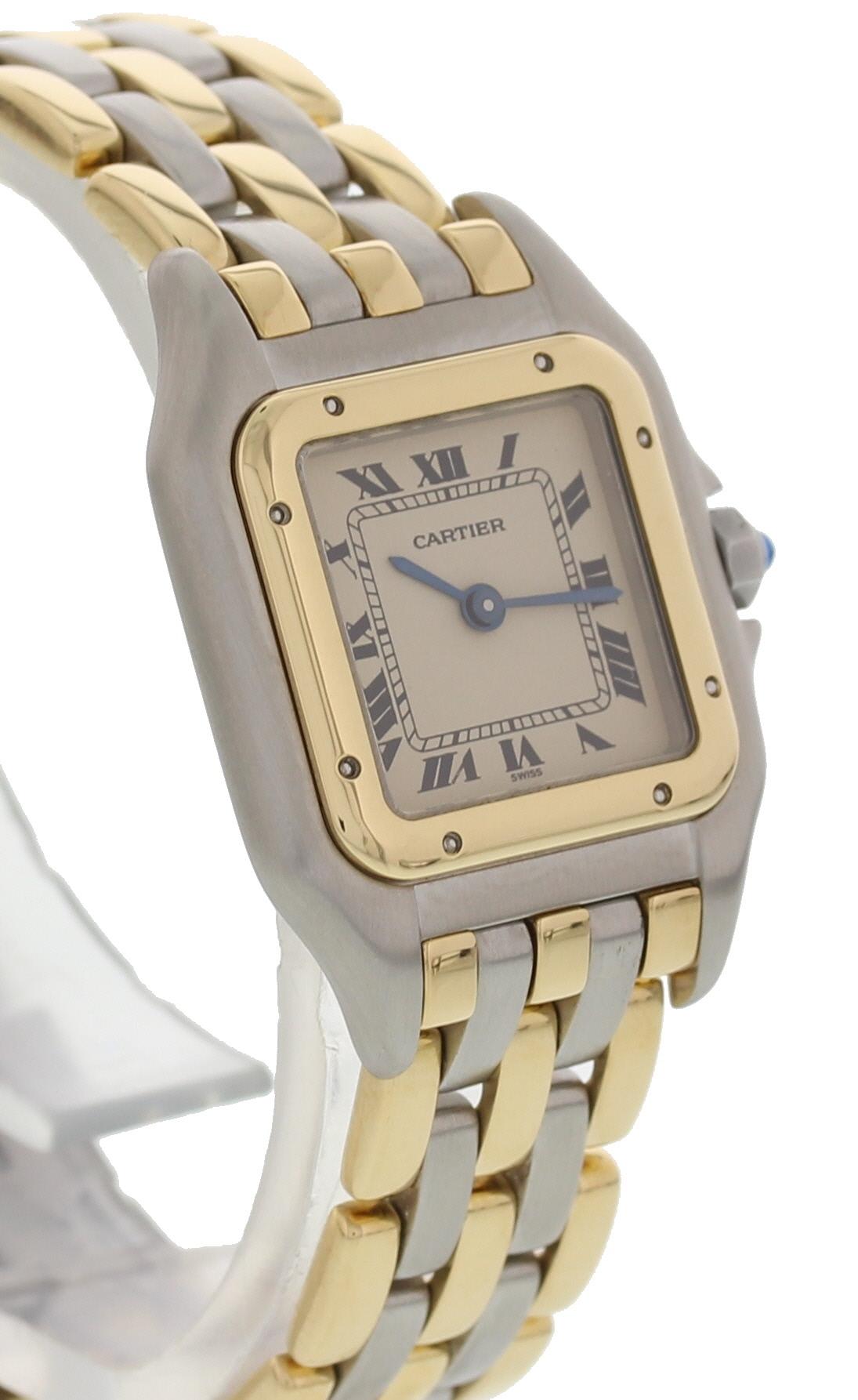 Cartier Panthere 18 Karat Yellow Gold and Steel 112000 R In Excellent Condition In New York, NY