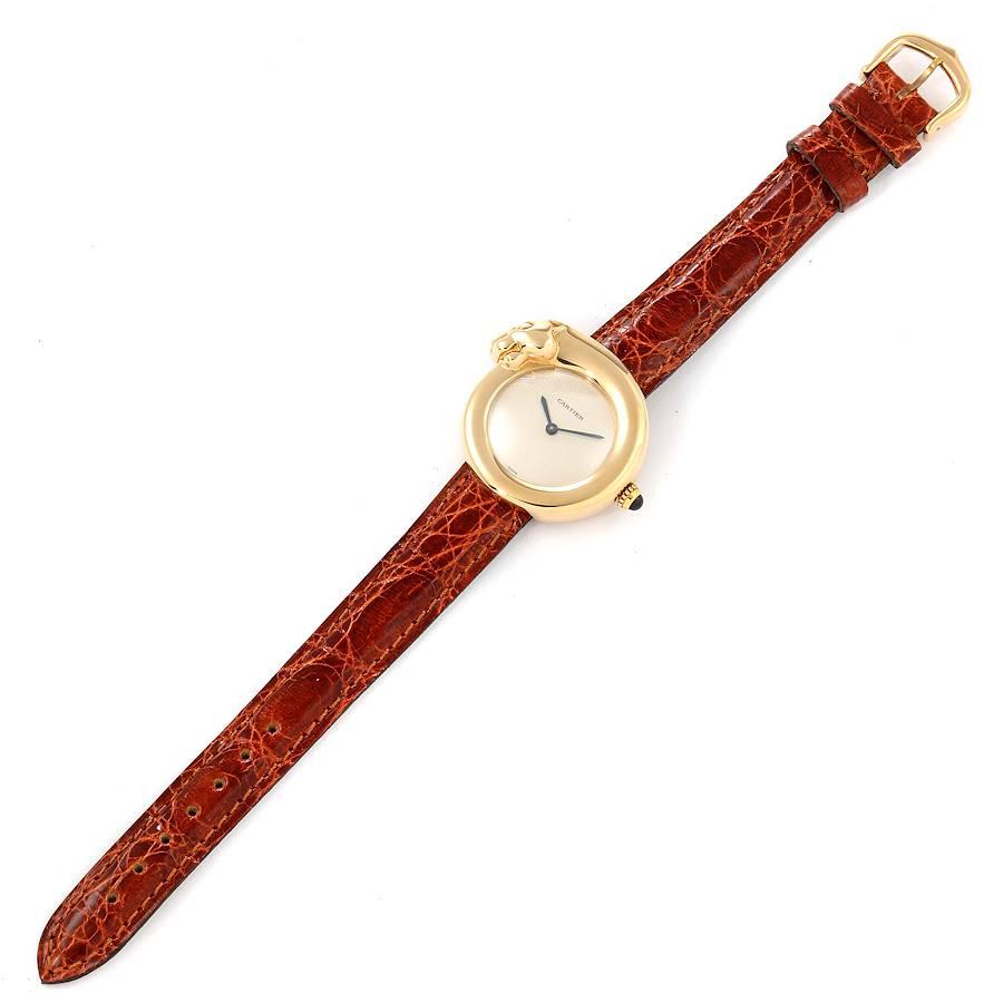 Cartier Panthere 1925 Reloj de señora de oro amarillo de 18 quilates con esfera plateada 2325 en venta 1