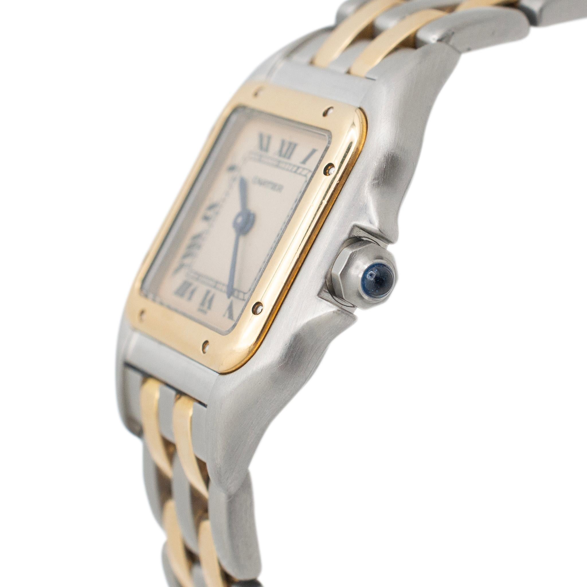 Cartier Panthere 22MM 1057917 Two Row Yellow Gold Stainless Steel Ladies Watch In Excellent Condition For Sale In Houston, TX