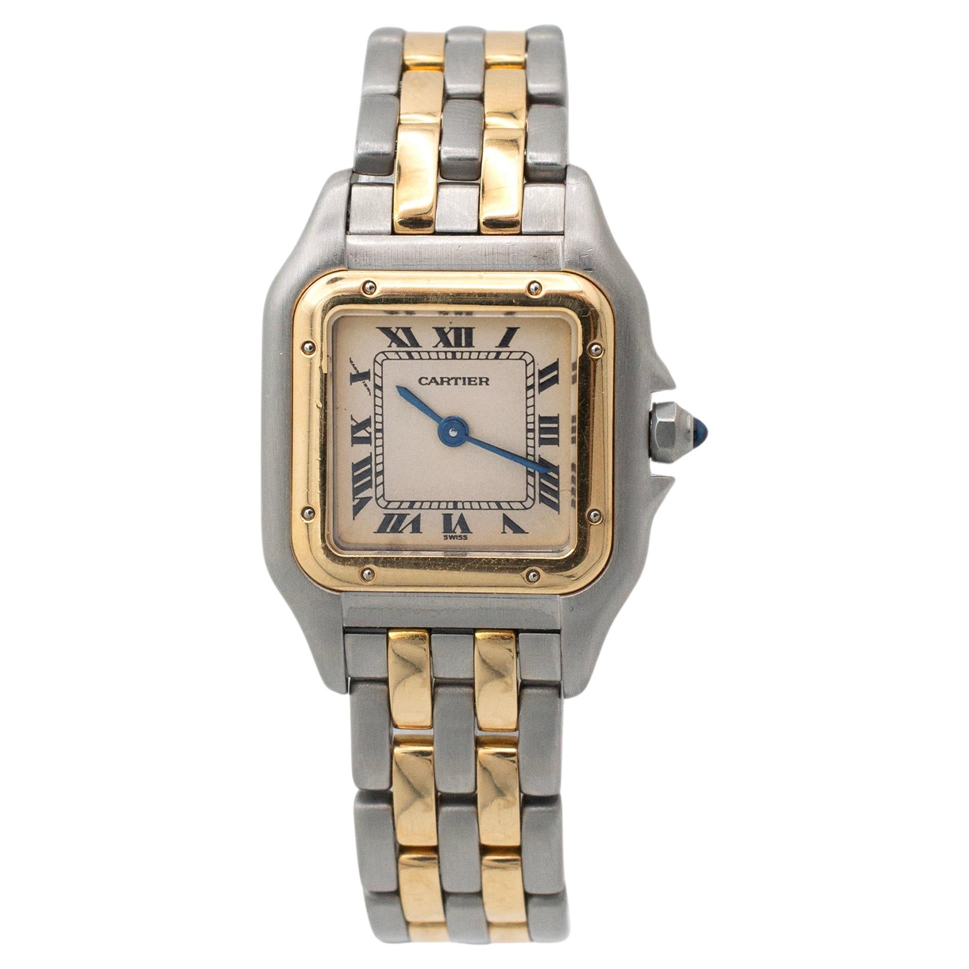 Cartier Montre Panthère 22MM 1057917 à deux rangées en or jaune et acier inoxydable pour femmes en vente