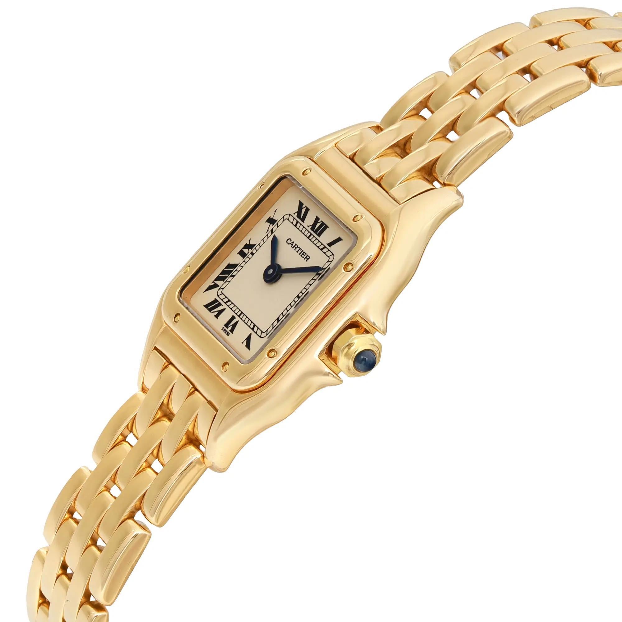 Cartier Panthere 22mm 18K Yellow Gold Cream Dial Quartz Ladies Watch 8669 In Excellent Condition For Sale In New York, NY