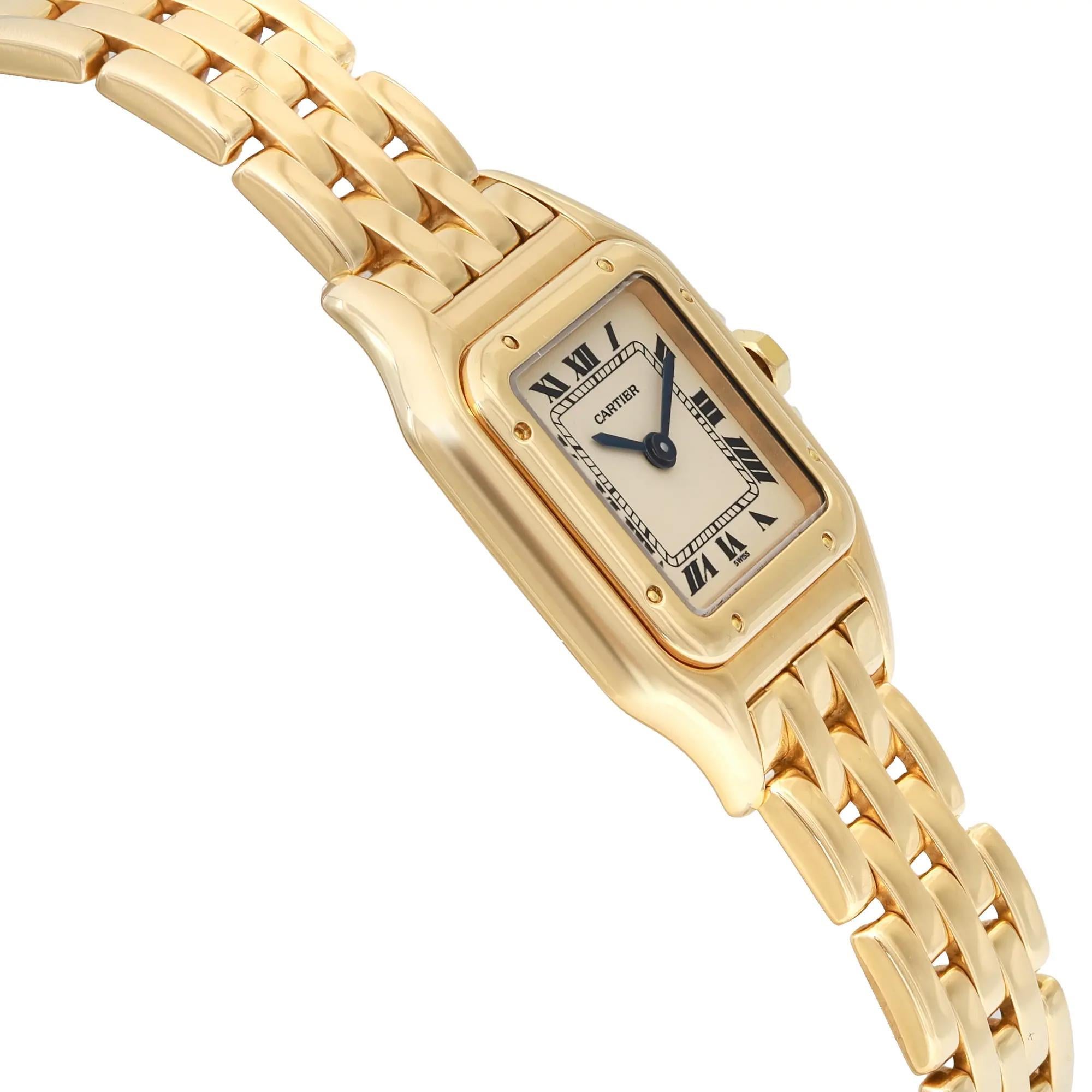 Women's Cartier Panthere 22mm 18K Yellow Gold Cream Dial Quartz Ladies Watch 8669