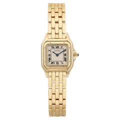 Used Cartier Panthere 22mm 18K Yellow Gold Cream Dial Quartz Ladies Watch 8669